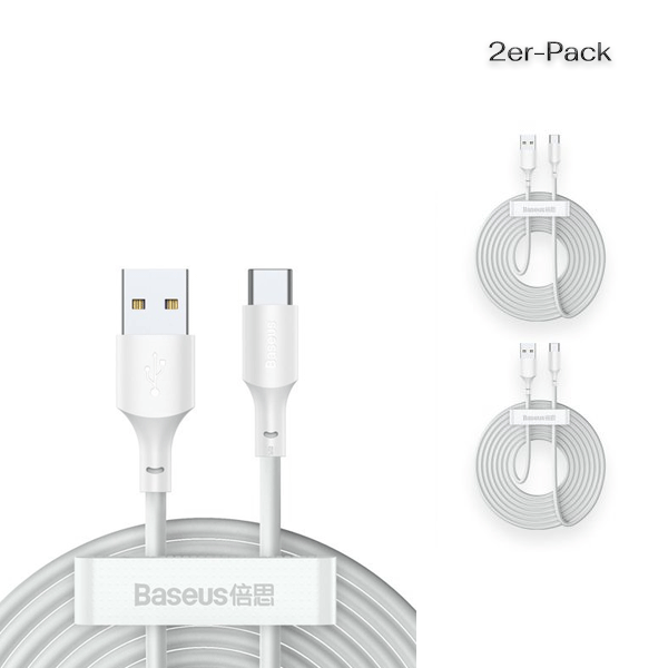 Baseus 2x USB Typ-C Lade-/Datenkabel Power Delivery Quick Charge 40W 5A 1,5m weiß (TZCATZJ-02) Baseus 2x USB Typ-C Lade-/Datenkabel Power Delivery Quick Charge 40W 5A 1,5m weiß (TZCATZJ-02)