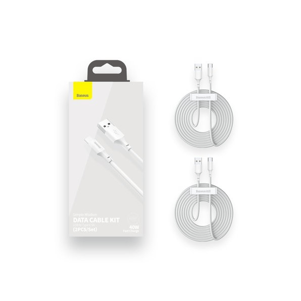 Baseus 2x USB Typ-C Lade-/Datenkabel Power Delivery Quick Charge 40W 5A 1,5m weiß (TZCATZJ-02) Baseus 2x USB Typ-C Lade-/Datenkabel Power Delivery Quick Charge 40W 5A 1,5m weiß (TZCATZJ-02)