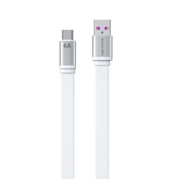 WK Design King Kong 2. Gen Flat USB zu TYPE-C - schnelles Laden-/ Datenkabel 6A 1,5m, weiß WK Design King Kong 2. Gen Flat USB zu TYPE-C - schnelles Laden-/ Datenkabel 6A 1,5m, weiß