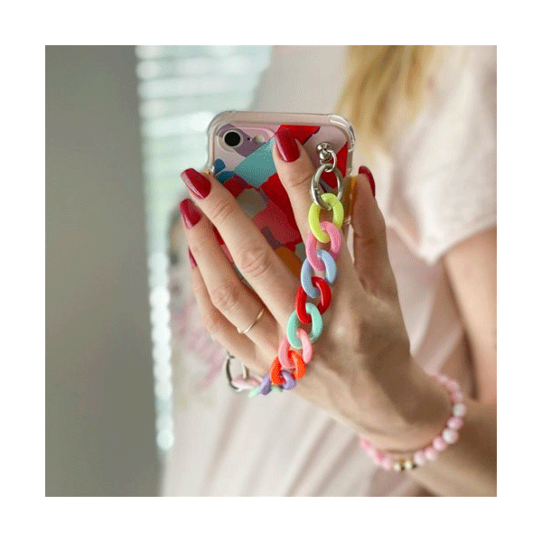 starfix Color Chain Gel Silikon-Hülle mit Kettenanhänger für iPhone SE 2022 / SE 2020 / 8 / 7 Mehrfarbig (2)