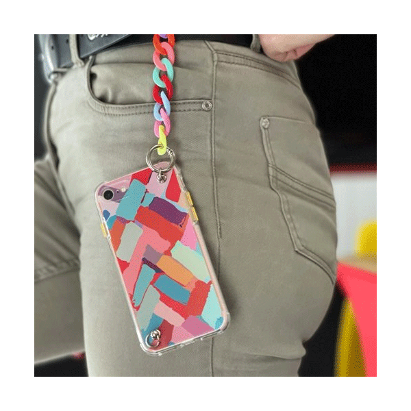 starfix Color Chain Gel Silikon-Hülle mit Kettenanhänger für iPhone SE 2022 / SE 2020 / 8 / 7 Mehrfarbig (3)