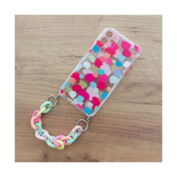 starfix Color Chain Gel Silikon-Hülle mit Kettenanhänger für iPhone SE 2022 / SE 2020 / 8 / 7 Mehrfarbig (3)