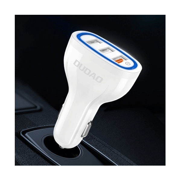 Dudao Multi KFZ-Ladegerät Quick Charge Schnelladegerät 3.0 QC3.0 2.4A 18W 3x USB, Weiss (R7S) Dudao Multi KFZ-Ladegerät Quick Charge Schnelladegerät 3.0 QC3.0 2.4A 18W 3x USB, Weiss (R7S)