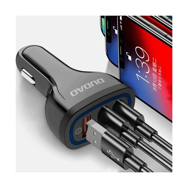 Dudao Multi KFZ-Ladegerät Quick Charge Schnelladegerät 3.0 QC3.0 2.4A 18W 3x USB, Weiss (R7S) Dudao Multi KFZ-Ladegerät Quick Charge Schnelladegerät 3.0 QC3.0 2.4A 18W 3x USB, Weiss (R7S)