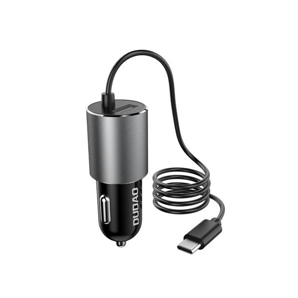 Dudao USB KFZ-Ladegerät mit integriertem Kabel USB Typ C 3,4 A schwarz (R5Pro T) Dudao USB KFZ-Ladegerät mit integriertem Kabel USB Typ C 3,4 A schwarz (R5Pro T)
