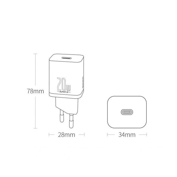 Baseus Super Si 1C Schnellladegerät USB-C 20W Power Delivery schwarz (CCSUP-B01) Baseus Super Si 1C Schnellladegerät USB-C 20W Power Delivery schwarz (CCSUP-B01)