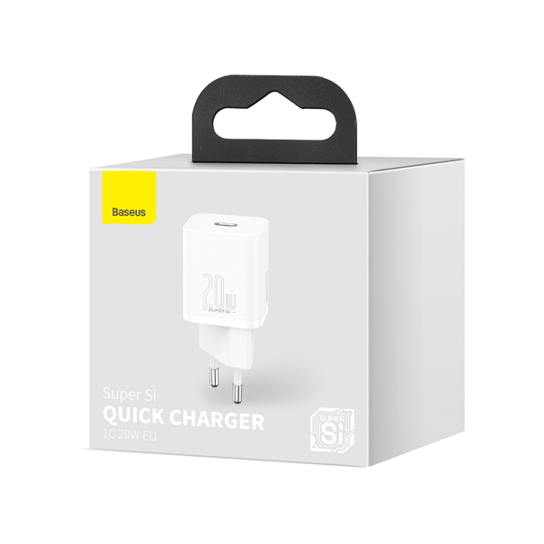 Baseus Super Si 1C Schnellladegerät USB-C 20W Power Delivery weiss (CCSUP-B02) Baseus Super Si 1C Schnellladegerät USB-C 20W Power Delivery weiss (CCSUP-B02)