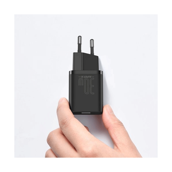 Baseus Super Si 1C Schnellladegerät USB-C 30W Power Delivery Quick Charge schwarz Baseus Super Si 1C Schnellladegerät USB-C 30W Power Delivery Quick Charge schwarz