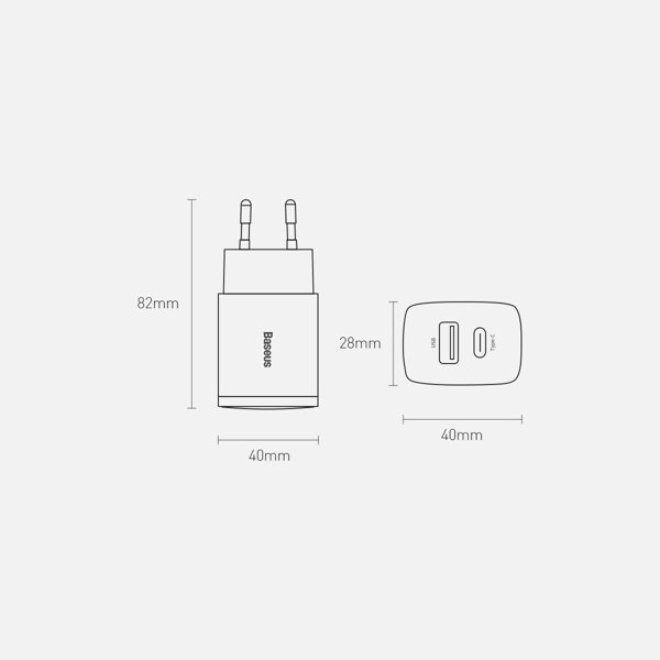 Baseus Compact Fast USB-A + USB-C Ladegerät 20W 3A Power Delivery Quick Charge 3.0 weiss Baseus Compact Fast USB-A + USB-C Ladegerät 20W 3A Power Delivery Quick Charge 3.0 weiss