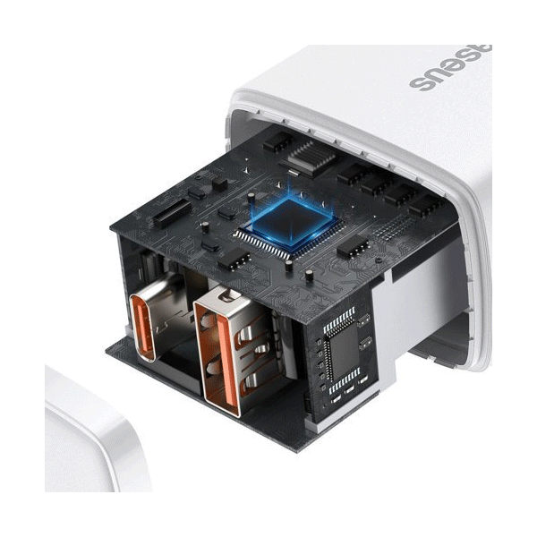 Baseus Compact Fast USB-A + USB-C Ladegerät 20W 3A Power Delivery Quick Charge 3.0 weiss Baseus Compact Fast USB-A + USB-C Ladegerät 20W 3A Power Delivery Quick Charge 3.0 weiss