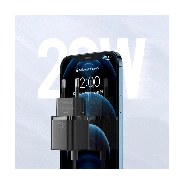 Joyroom Smart Design Schnellladegerät USB-C 20W Power Delivery Quick Charge 3.0 AFC schwarz (L-P202) Joyroom Smart Design Schnellladegerät USB-C 20W Power Delivery Quick Charge 3.0 AFC schwarz (L-P202)