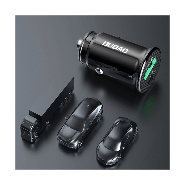 Dudao KFZ-Schnelladegerät 20W USB Typ C PD + USB QC3.0 3A, schwarz (R3PRO) Dudao KFZ-Schnelladegerät 20W USB Typ C PD + USB QC3.0 3A, schwarz (R3PRO)