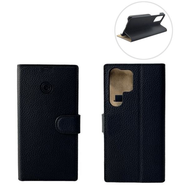 Galeli Echtleder Book Case Schutz-Hülle Marc Flip-Tasche passend für Samsung Galaxy S23, schwarz
