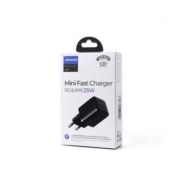 Joyroom mini Schnelladegerät USB-C PD Netz-Adapter 25 W, schwarz Joyroom mini Schnelladegerät USB-C PD Netz-Adapter 25 W, schwarz