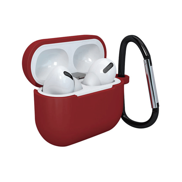 starfix Silikon-Hülle Schutz Tasche für AirPods 3  inkl. Karabinerhacken, rot