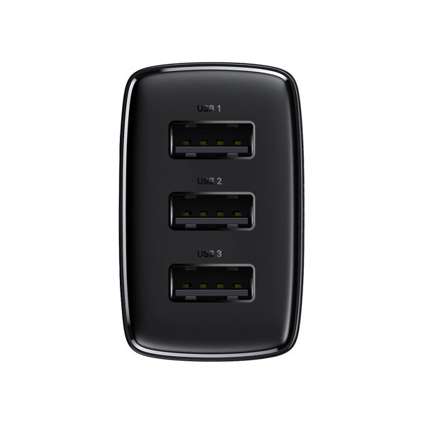 Baseus Compact Ladegerät 3x USB-A 17W schwarz (CCXJ020101) Baseus Compact Ladegerät 3x USB-A 17W schwarz (CCXJ020101)