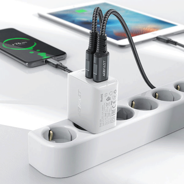 Acefast Ladegerät 2 x USB-A 18W QC 3.0, AFC, FCP schwarz (A33) Acefast Ladegerät 2 x USB-A 18W QC 3.0, AFC, FCP schwarz (A33)