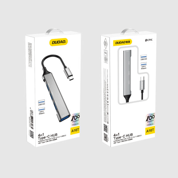 Dudao HUB 4in1 USB-C - 4x USB-A (3 x USB2.0 / USB3.0) 6,3cm schwarz (A16T) Dudao HUB 4in1 USB-C - 4x USB-A (3 x USB2.0 / USB3.0) 6,3cm schwarz (A16T)