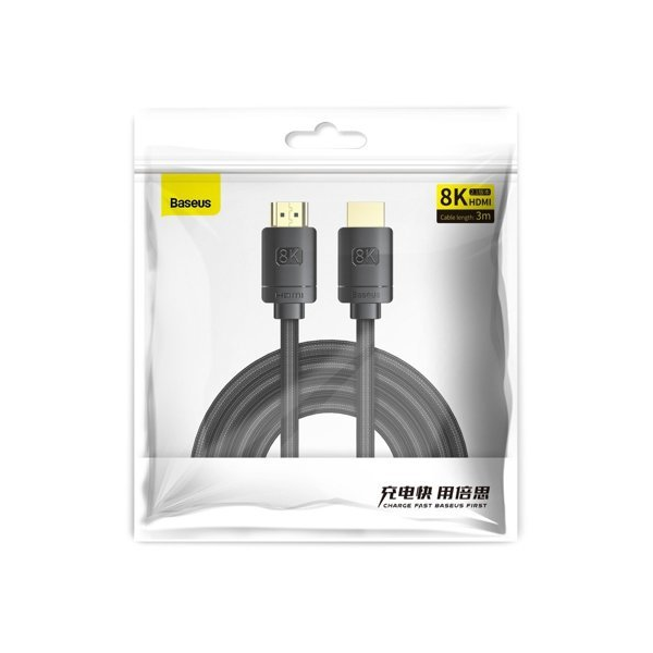 Baseus HDMI 2.1 Kabel 8K 60 Hz 48 Gbps/4K 120 Hz/2K 144 Hz 3D eARC QMS Dynamic HDR VRR ALLM 3m schwarz Baseus HDMI 2.1 Kabel 8K 60 Hz 48 Gbps/4K 120 Hz/2K 144 Hz 3D eARC QMS Dynamic HDR VRR ALLM 3m schwarz