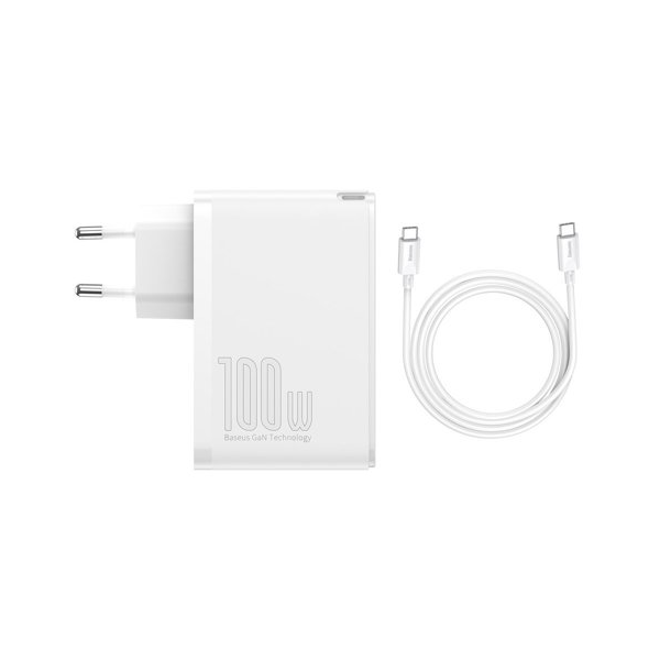 Baseus GaN2 Pro Schnellladegerät 100W USB / USB Typ-C Quick Charge 4+ Power Delivery, weiss Baseus GaN2 Pro Schnellladegerät 100W USB / USB Typ-C Quick Charge 4+ Power Delivery, weiss