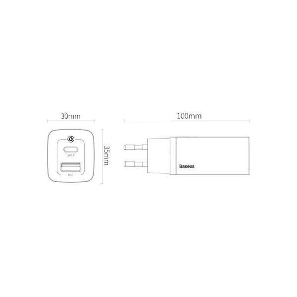 Baseus GaN2 Lite Fast 65W USB / USB Type-C Quick Charge 3.0 Power Delivery (Galliumnitrid), schwarz Baseus GaN2 Lite Fast 65W USB / USB Type-C Quick Charge 3.0 Power Delivery (Galliumnitrid), schwarz
