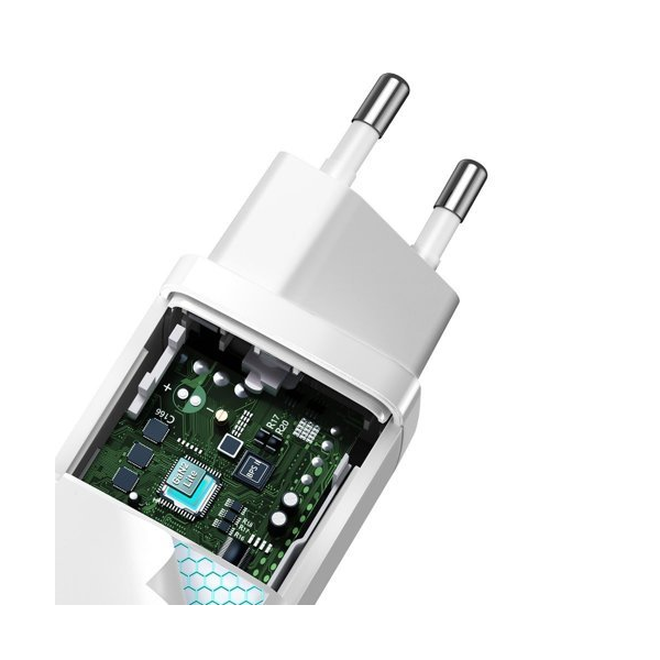 Baseus GaN2 Lite Fast 65W USB / USB Type-C Quick Charge 3.0 Power Delivery (Galliumnitrid), weiss Baseus GaN2 Lite Fast 65W USB / USB Type-C Quick Charge 3.0 Power Delivery (Galliumnitrid), weiss