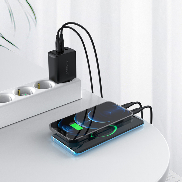 Acefast 2in1 Ladegerät 2 x USB Type-C / USB 65W, PD, QC 3.0, AFC, FCP (inkl. Kabel) schwarz Acefast 2in1 Ladegerät 2 x USB Type-C / USB 65W, PD, QC 3.0, AFC, FCP (inkl. Kabel) schwarz