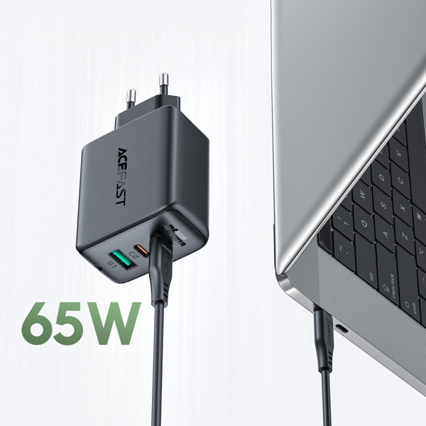 Acefast 2in1 Ladegerät 2 x USB Type-C / USB 65W, PD, QC 3.0, AFC, FCP (inkl. Kabel) schwarz Acefast 2in1 Ladegerät 2 x USB Type-C / USB 65W, PD, QC 3.0, AFC, FCP (inkl. Kabel) schwarz