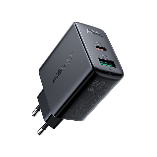 Acefast Netz-Ladegerät USB Typ C / USB 32W, PPS, PD, QC 3.0, AFC, FCP schwarz (A5 schwarz) Acefast Netz-Ladegerät USB Typ C / USB 32W, PPS, PD, QC 3.0, AFC, FCP schwarz (A5 schwarz)