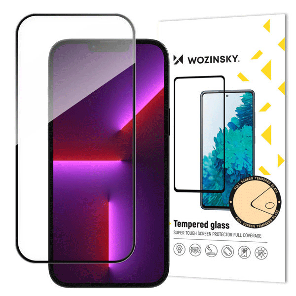 Wozinsky (Full Glue 3D) Displayschutz PGlasschutz für iPhone 15 PRO, schwarz
