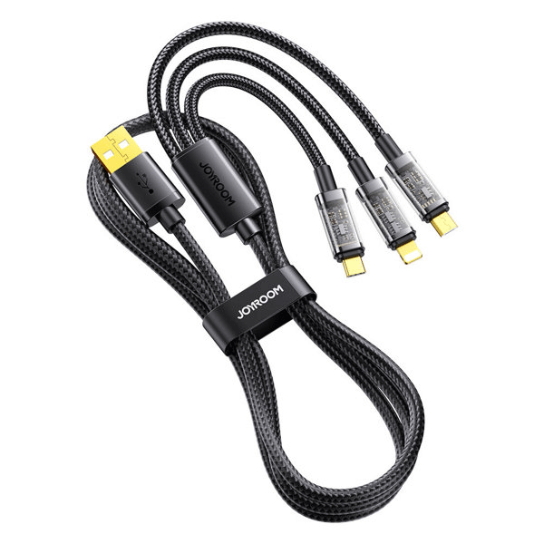 Joyroom 3in1 USB Ladekabel - USB Type C / Lightning / Micro USB - 3.5 A schwarz 1.2m (S-1T3015A5) Joyroom 3in1 USB Ladekabel - USB Type C / Lightning / Micro USB - 3.5 A schwarz 1.2m (S-1T3015A5)