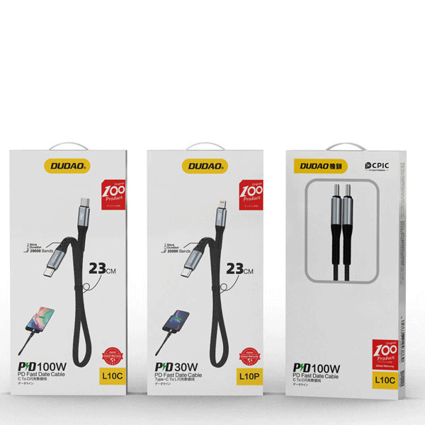 Dudao Lade-/Datenkabel USB Typ-C zu USB Lightning PD 30W schwarz 0,23m (L10P)