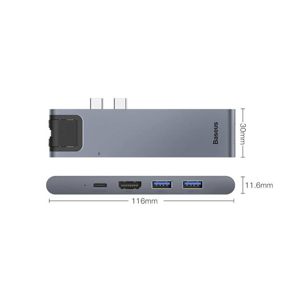 Baseus Multifunction HUB 7in1 USB-C Thunderbolt Dockingstation (MacBook Pro 2016 / 2017 / 2018) grau Baseus Multifunction HUB 7in1 USB-C Thunderbolt Dockingstation (MacBook Pro 2016 / 2017 / 2018) grau
