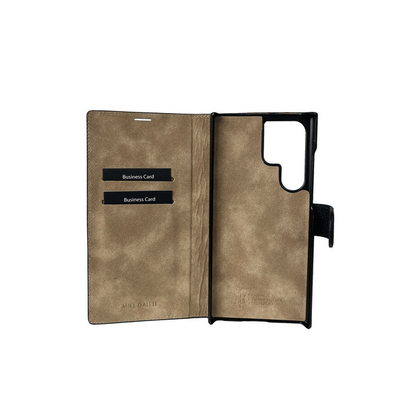 Galeli Echtleder Book Case Schutz-Hülle Flip-Tasche MARC passend für Samsung Galaxy S24, schwarz