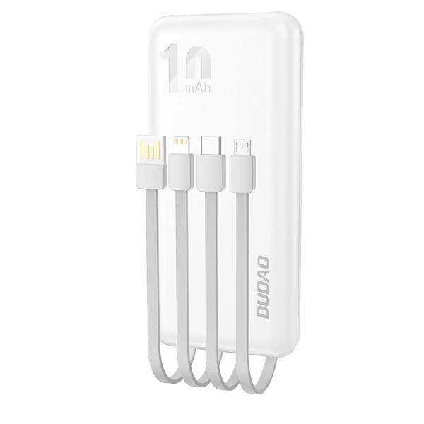Dudao K6Pro Universal 10000mAh Powerbank mit USB-Kabel, USB Typ C, Lightning, weiss (K6Pro-white) Dudao K6Pro Universal 10000mAh Powerbank mit USB-Kabel, USB Typ C, Lightning, weiss (K6Pro-white)