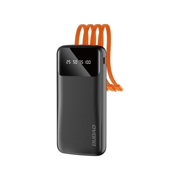 Dudao K6Pro Universal 10000mAh Powerbank mit USB-Kabel, USB Typ C, Lightning, schwarz (K6Pro-black) Dudao K6Pro Universal 10000mAh Powerbank mit USB-Kabel, USB Typ C, Lightning, schwarz (K6Pro-black)