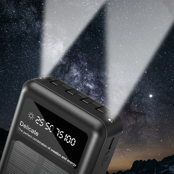 Dudao K18+ Solar-Powerbank USB-A / USB-C / Lightning / Micro-USB 20000 mAh, schwarz