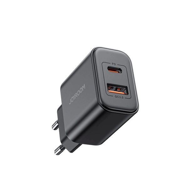 Joyroom JR-TCF05 20W USB-A + USB-C Dual Ladegerät + USB-C zu USB-C Kabel, schwarz (JR-TCF05) Joyroom JR-TCF05 20W USB-A + USB-C Dual Ladegerät + USB-C zu USB-C Kabel, schwarz (JR-TCF05)