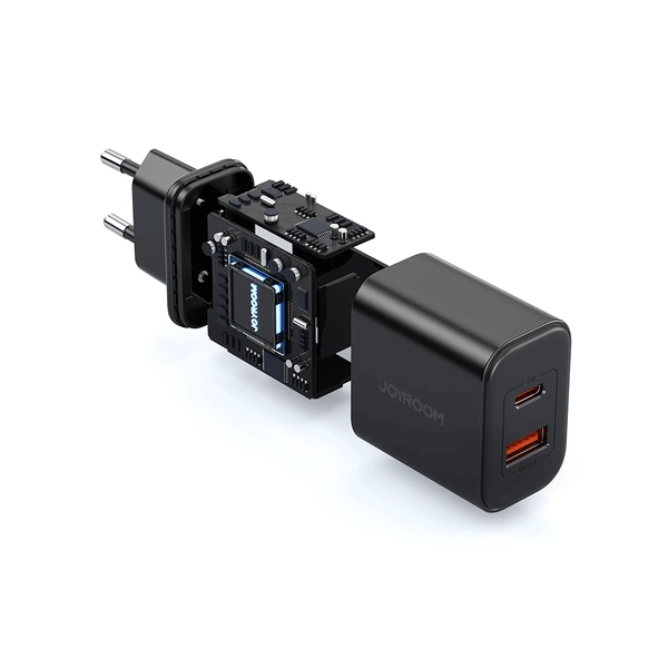 Joyroom JR-TCF05 20W USB-A + USB-C Dual Ladegerät + USB-C zu USB-C Kabel, schwarz (JR-TCF05) Joyroom JR-TCF05 20W USB-A + USB-C Dual Ladegerät + USB-C zu USB-C Kabel, schwarz (JR-TCF05)