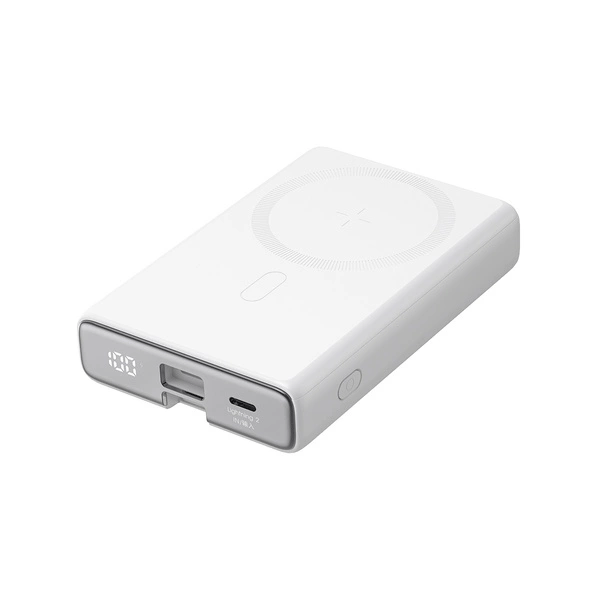 Joyroom Magsafe Powerbank 10000 mAh 20 W mit Ständer + Lightning Kabel – USB-C- Anschluss, Weiß (JR-PBM01) Joyroom Magsafe Powerbank 10000 mAh 20 W mit Ständer + Lightning Kabel – USB-C- Anschluss, Weiß (JR-PBM01)