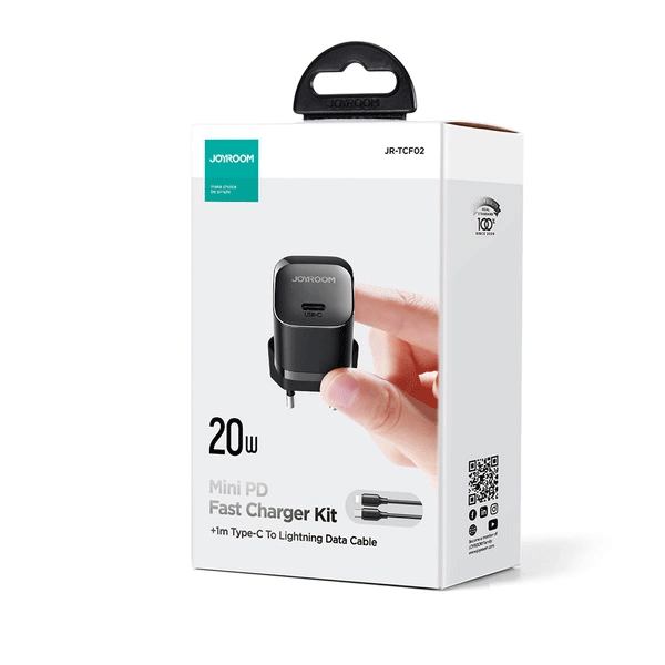 Joyroom USB-C 20W PD Mini-Ladegerät mit Ladekabel USB-C zu Lightning, schwarz (JR-TCF02) Joyroom USB-C 20W PD Mini-Ladegerät mit Ladekabel USB-C zu Lightning, schwarz (JR-TCF02)