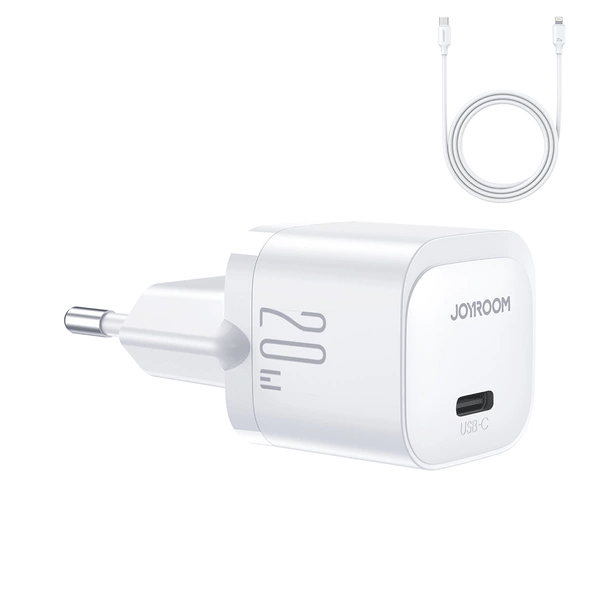 Joyroom USB-C 20W PD Mini-Ladegerät mit Ladekabel USB-C zu Lightning, weiss (JR-TCF02) Joyroom USB-C 20W PD Mini-Ladegerät mit Ladekabel USB-C zu Lightning, weiss (JR-TCF02)