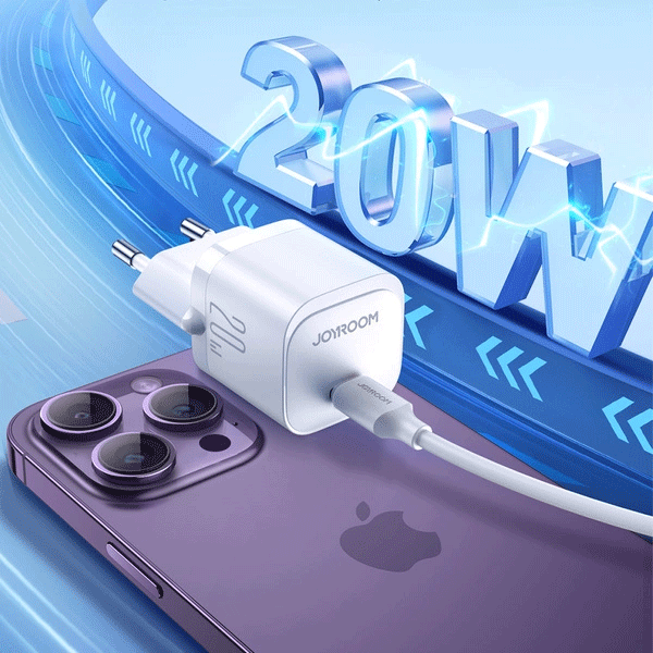 Joyroom USB-C 20W PD Mini-Ladegerät mit Ladekabel USB-C zu Lightning, weiss (JR-TCF02) Joyroom USB-C 20W PD Mini-Ladegerät mit Ladekabel USB-C zu Lightning, weiss (JR-TCF02)