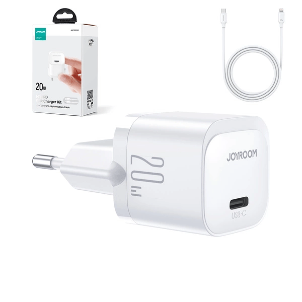 Joyroom USB-C 20W PD Mini-Ladegerät mit Ladekabel USB-C zu Lightning, weiss (JR-TCF02) Joyroom USB-C 20W PD Mini-Ladegerät mit Ladekabel USB-C zu Lightning, weiss (JR-TCF02)