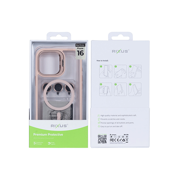 Rixus Classic03 Magnetic Cover MagSafe Schutz-Hülle mit Ständer für iPhone 16 Pro inkl. Kamera-Schutzglas, hellrosa Rixus Classic03 Magnetic Cover MagSafe Schutz-Hülle mit Ständer für iPhone 16 Pro inkl. Kamera-Schutzglas, hellrosa