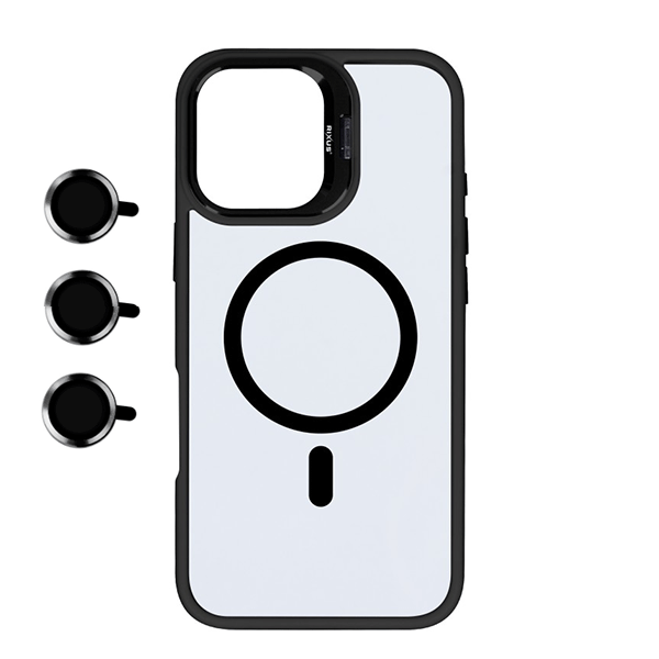 Rixus Classic03 Magnetic Cover MagSafe Schutz-Hülle mit Ständer für iPhone 16 Pro Max inkl. Kamera-Schutzglas, schwarz Rixus Classic03 Magnetic Cover MagSafe Schutz-Hülle mit Ständer für iPhone 16 Pro Max inkl. Kamera-Schutzglas, schwarz