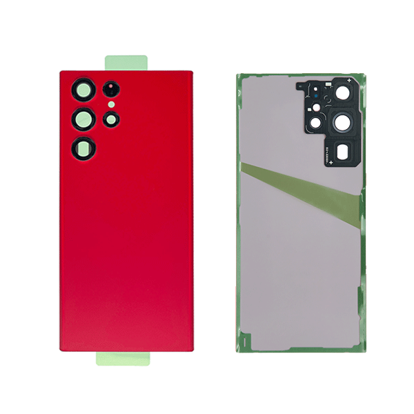 Akkudeckel inkl. Kameraglas kompatibel mit Samsung Galaxy S22 Ultra (SM-S908B), rot