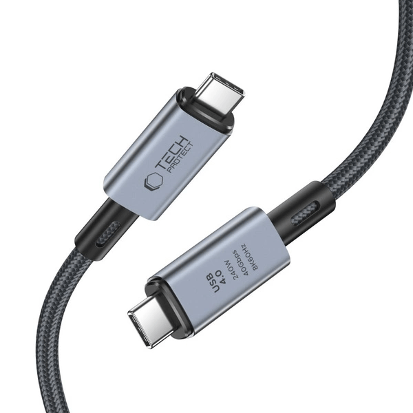Tech-Protect UltraBoost Max USB-C 4.0 / USB-C 4.0 PD 240W 8K 40 Gbit/s 2 m Kabel, Grau Tech-Protect UltraBoost Max USB-C 4.0 / USB-C 4.0 PD 240W 8K 40 Gbit/s 2 m Kabel, Grau