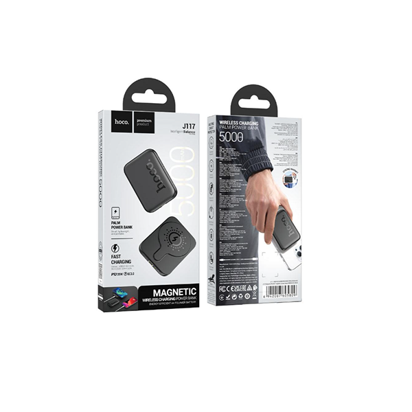 HOCO J117 20W Mini Power Bank kabellos kompatibel mit Magsafe Wireless laden 5000mAh, schwarz