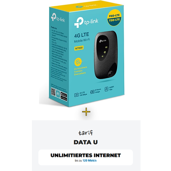 TP-Link M7000 mobiler WLAN Router inkl. Yooopi! Simkarte Unlimited Internet 20€ Startpaket / Prepaid